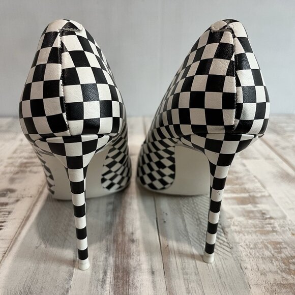 Steve Madden Vala Checkerboard Black White Stiletto Heels Size 10 M ~ NWOB - Picture 8 of 11